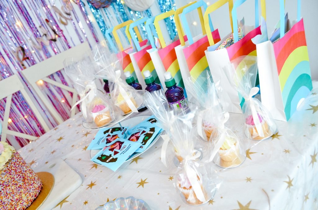 Kids party bag ideas , rainbow party bag Lockdown party
