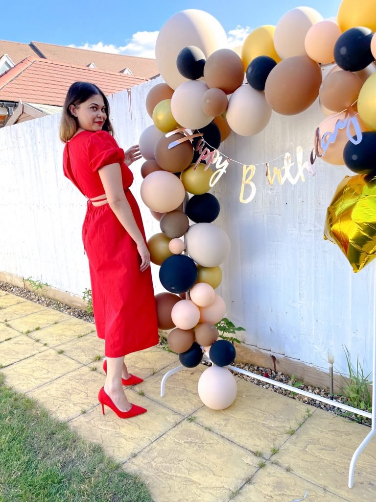 Backless red dress