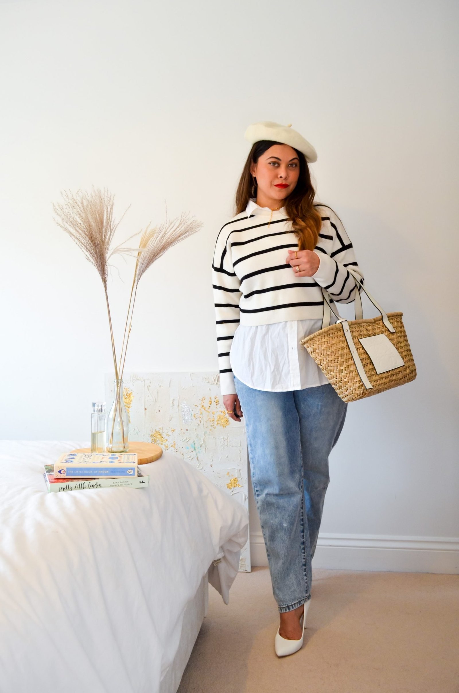 Parisian Style outfit. Trench coat outfit , Spring style Basket bag outfit
Jane berkin bag, YSL red lipstick. Chic spring outfits. One outfit two ways.