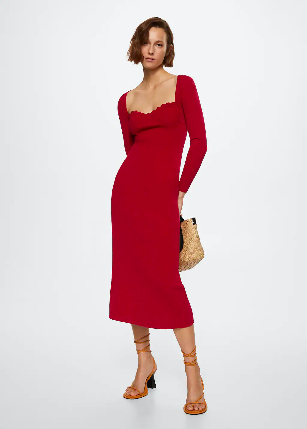 Mango red dress. Selena Gomez Red Dress | Mango Knit Dress | 