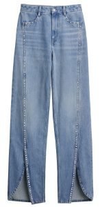 Rhinestone-embellished slit-hem jeans