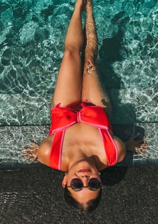 What to wear in Greece | Red swimsuit