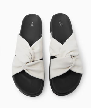 Crossover white leather sandals