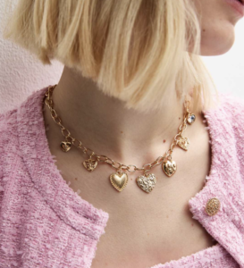 NewLook Necklace Gold Tone Heart Charm Necklace