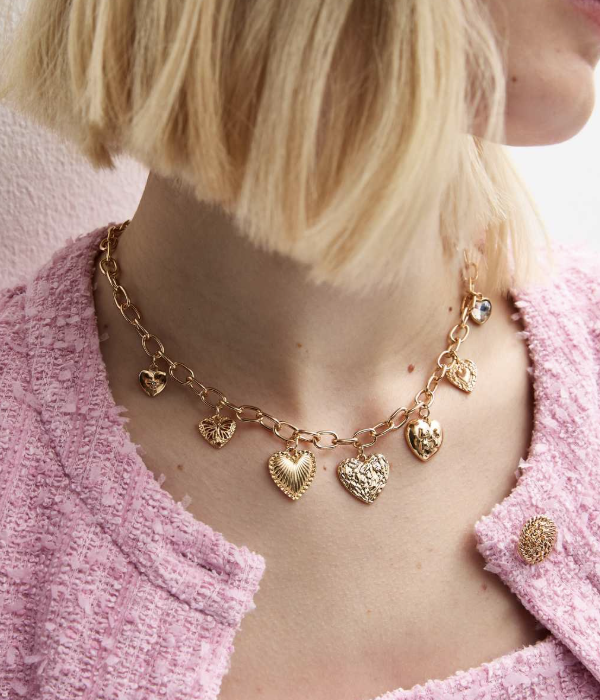 NewLook Necklace Gold Tone Heart Charm Necklace
