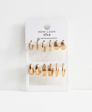 Pack Of 6 Gold Tone Hoop Earrings