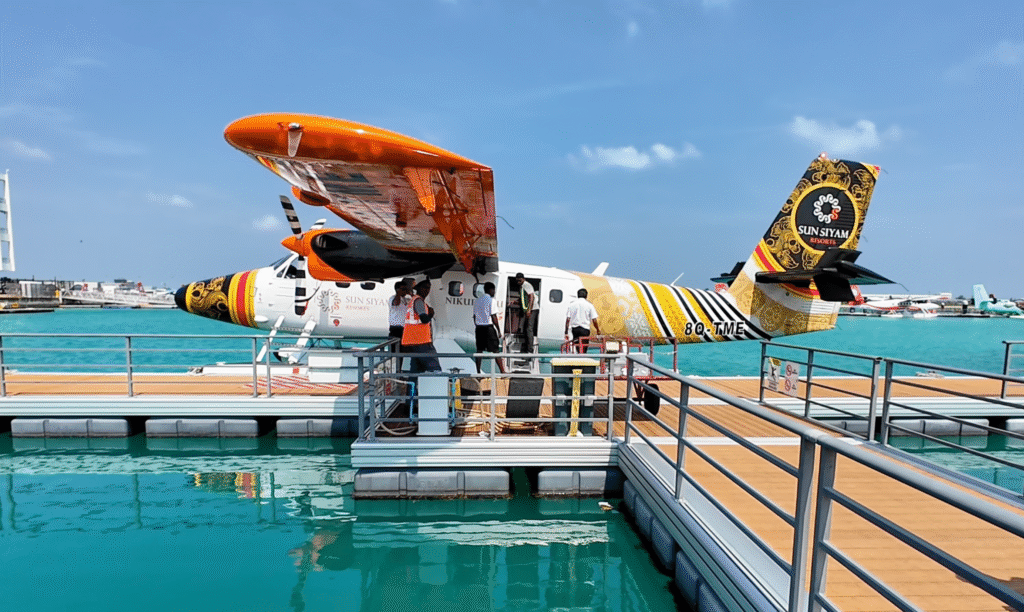 A sea plane in the Maldives| Sunsiyam Iru Fushi Maldives