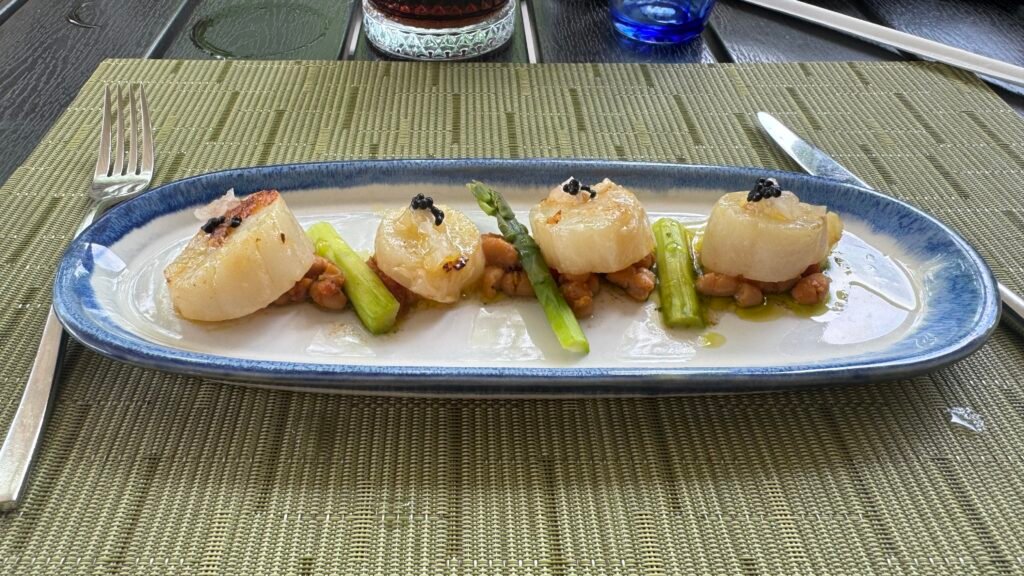 Scallops and caviar at Saii Lgoon Maldives