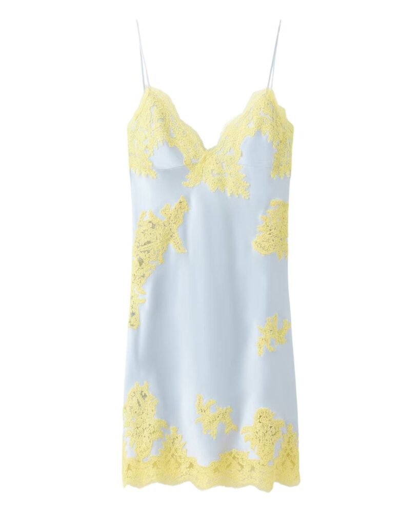 Mango CAPSULE Satin dress with relief lace