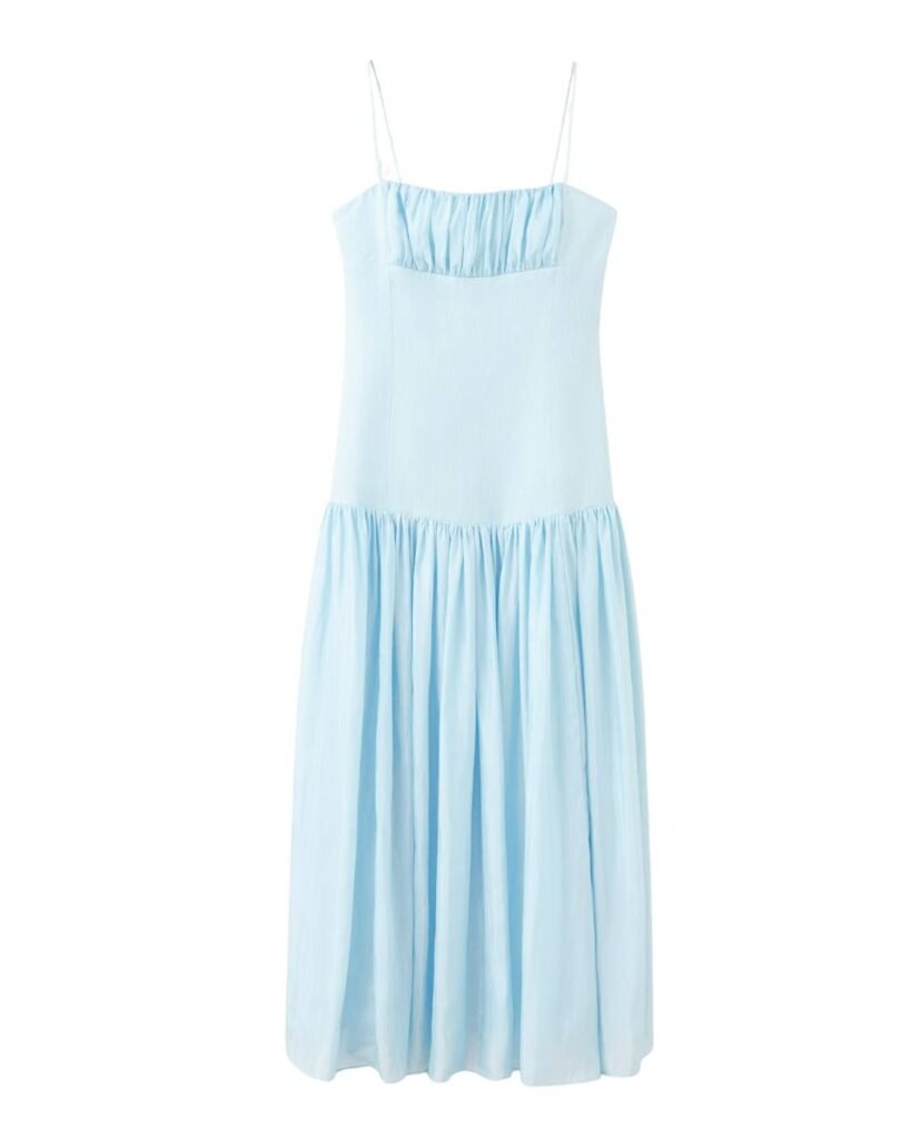 Blue drop waist dress from Mango