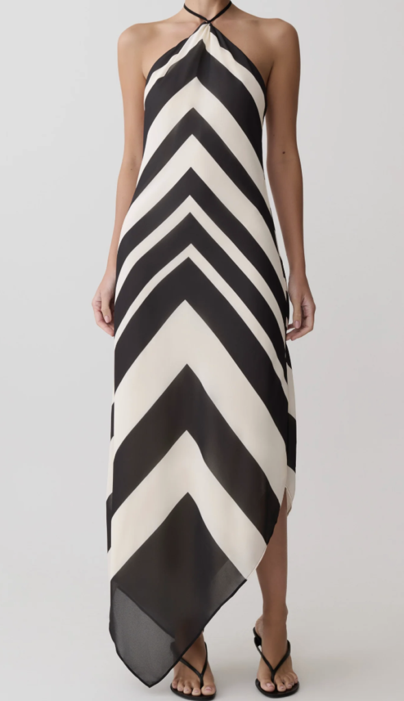 Hope Satin Halter Midi Dress - Black/White from Meshki