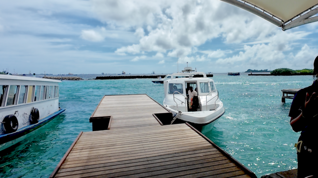 An airport speedboat in Male' Maldives.