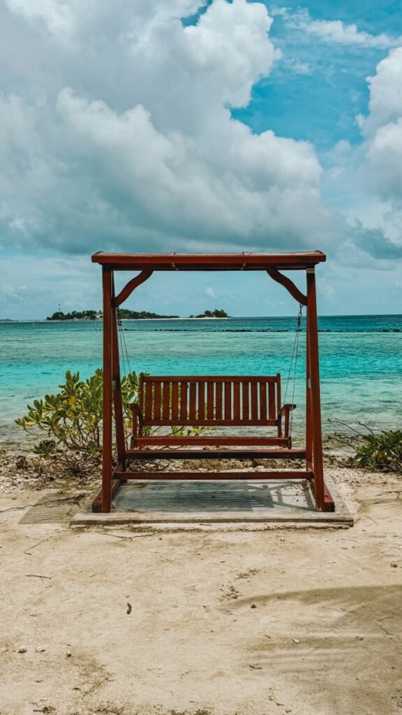 Swing on the island with turquoise water behind - Cinnamon Dhonveli Maldives